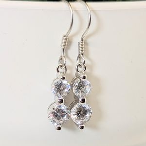 Sparkly Dangle Earrings | 4.00ct Natural Crystal | 18k White Gold Plated